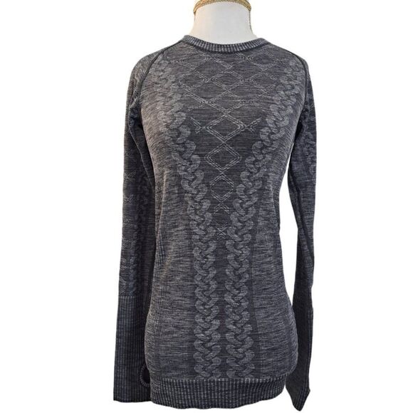 Lululemon Rest Less Long Sleeve Crew Neck Yoga Fitness Grey Charcoal Top Size 4 - Picture 6 of 7